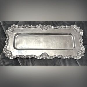 Fabulous Pewterware 20.5” x 9.5” Scalloped Border Mirror Finish Aluminum Tray